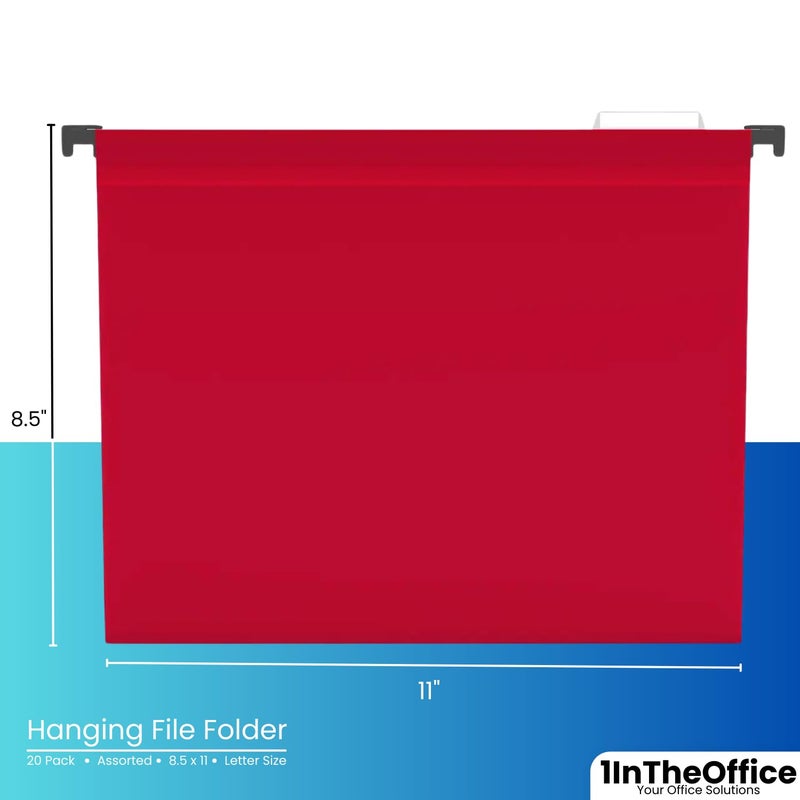 1InTheOffice Poly Hanging Folders Letter Size, Assorted Color, 5-Tab, 20 Pack - Image 3